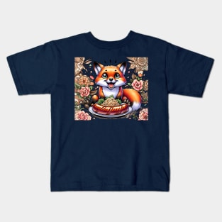 Cute Fox eating german food Kids T-Shirt